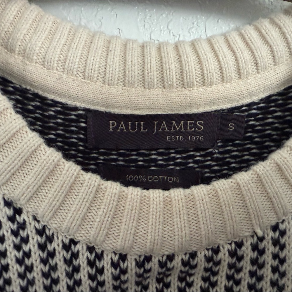 Paul James Cotton Fisherman Tuck Stitch sweater 100% Cotton Size Small - Picture 4 of 7